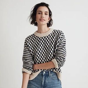 Madewell crewneck sweater in checked stripe